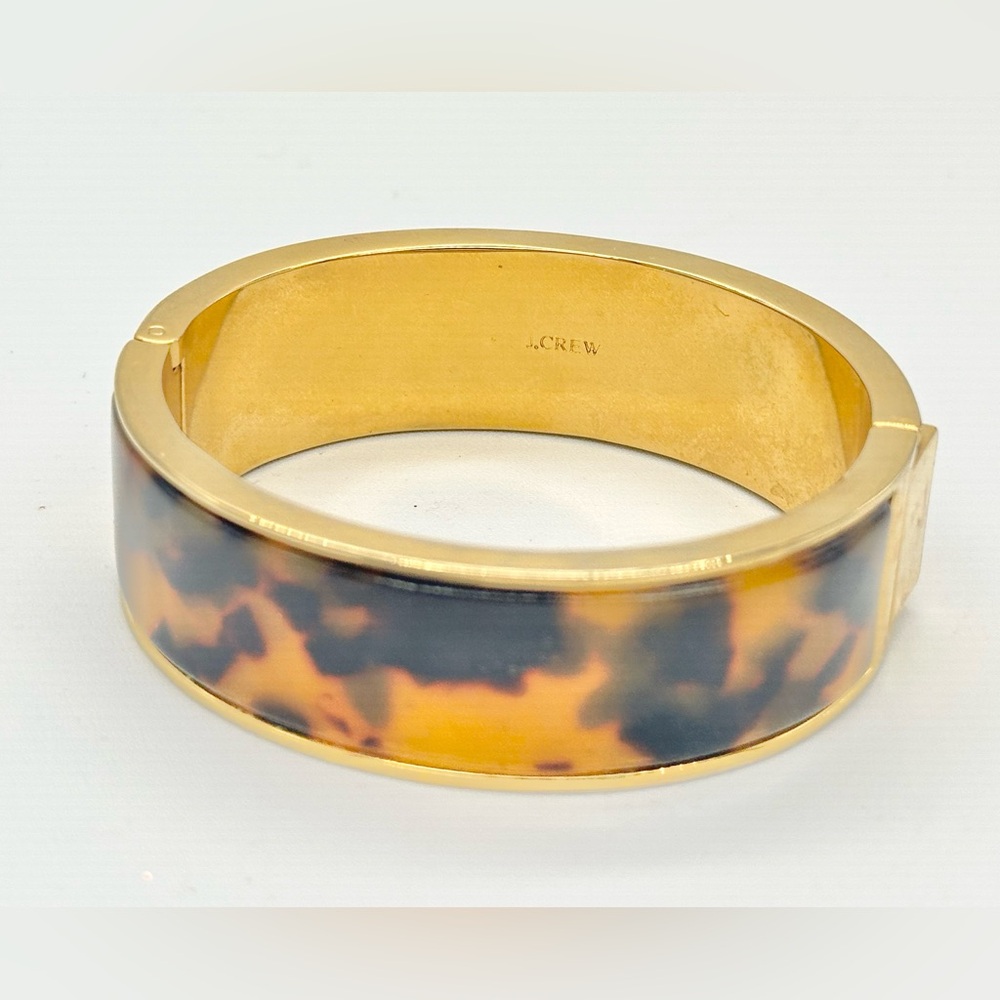 J. Crew Gold and Tortoise Pattern Bracelet Hinge Brown